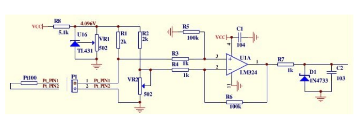 pt100熱電阻的測(cè)溫電路